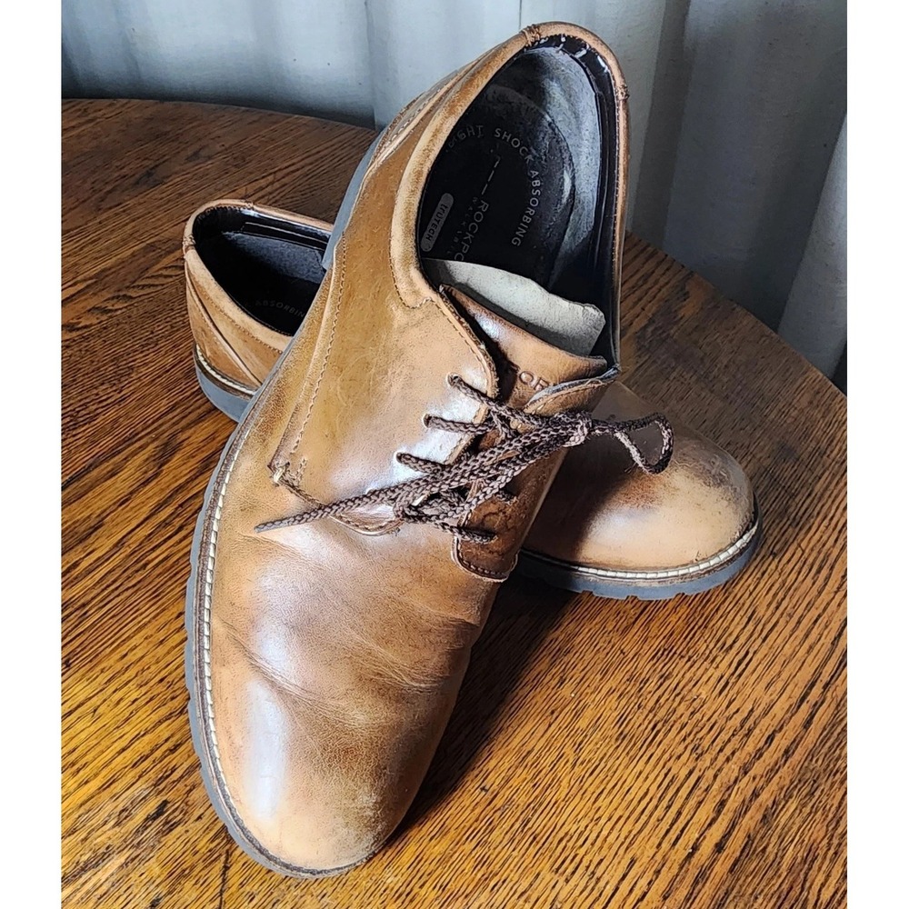 Rockport  Shoes Brown Leather Derby Walking Lightweight Tru Tech Lace Up Men 9